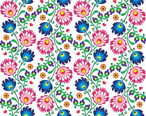 Fototapeta Seamless folk Polish pattern - wzor lowicki